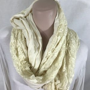 Cream / white lace overlay infinity scarf